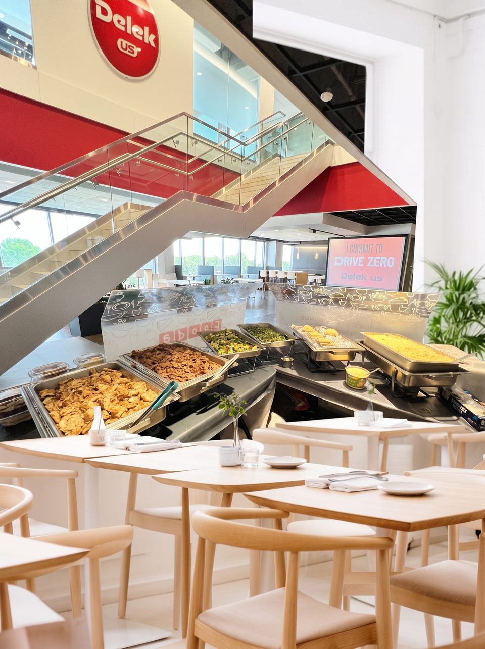 Corporate office catering buffet set up for an event